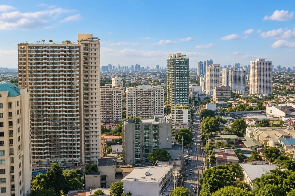 AI-bewerkte sfeerfoto: skyline van Manilla in zonnig daglicht